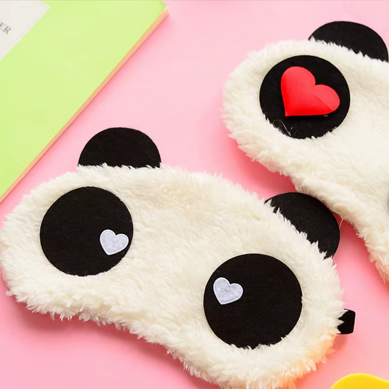 Mode mignon Design peluche Panda visage oeil voyage dormir doux masque pour les yeux bandeau ombre