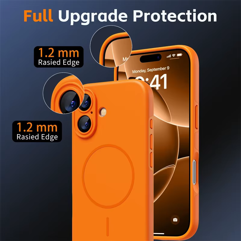 Étui magnétique souple en Silicone Orange pour IPhone17, pour IPhone 17 Air 16 15 14 13 12 Pro Max Plus 17Air 17Pro Magsafe