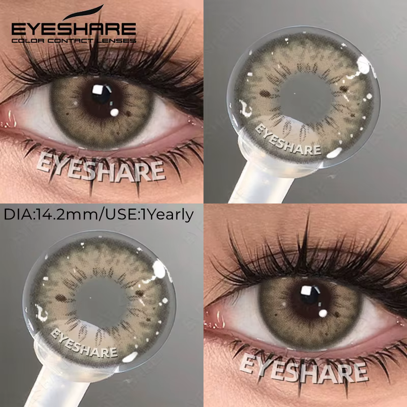 EYESHARE Lentilles de contact colorées populaires gris brun naturel