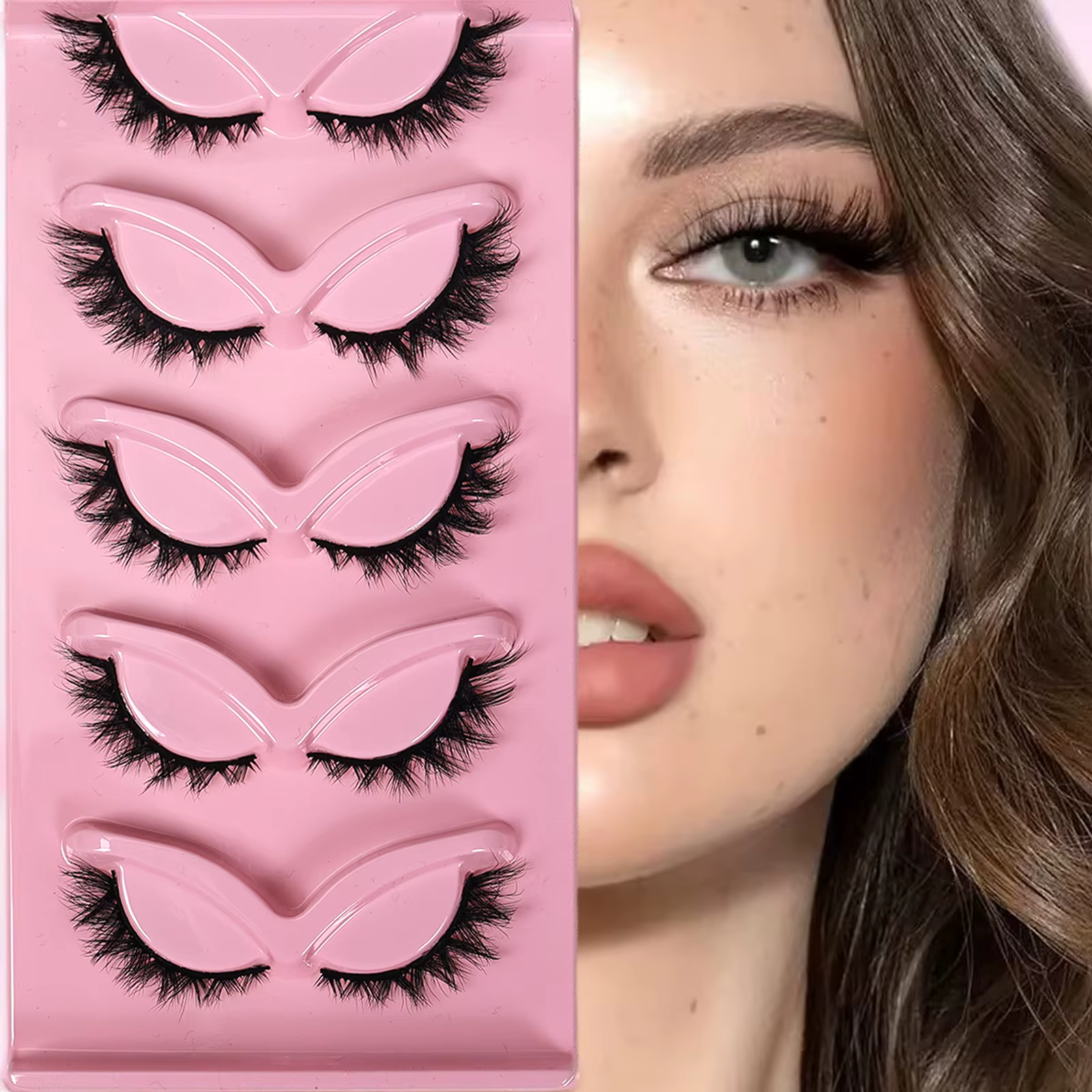 5 paires de faux cils œil de chat en faux vison