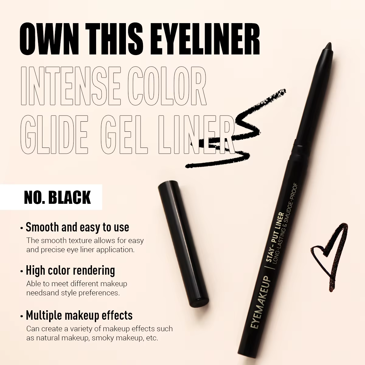 Crayon pour les yeux noir 1 pièce