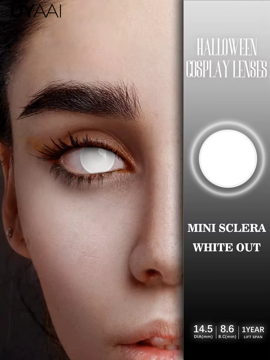 UYAAI Cosplay lentilles blanches Anime couleur des yeux noirs