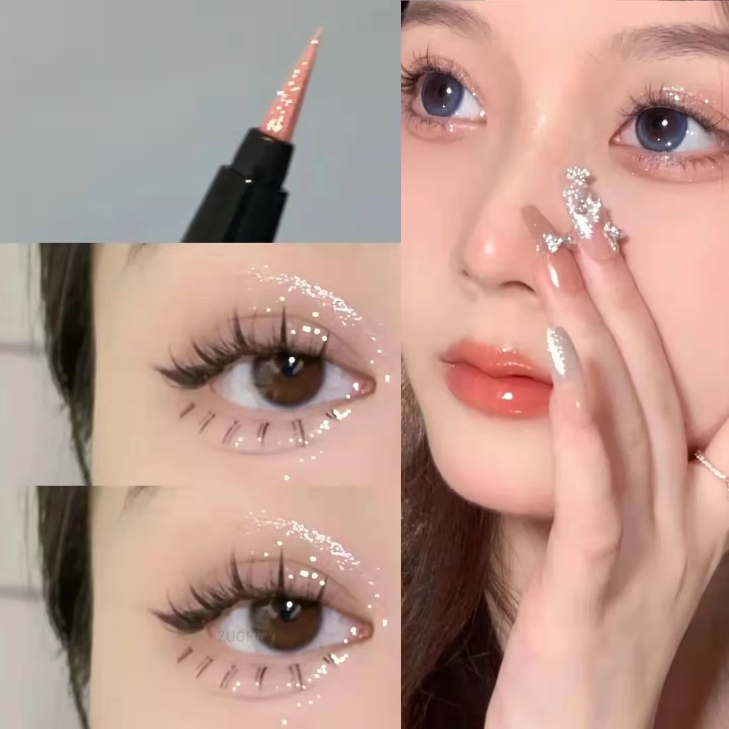 Stylo ver à soie couché à paillettes
