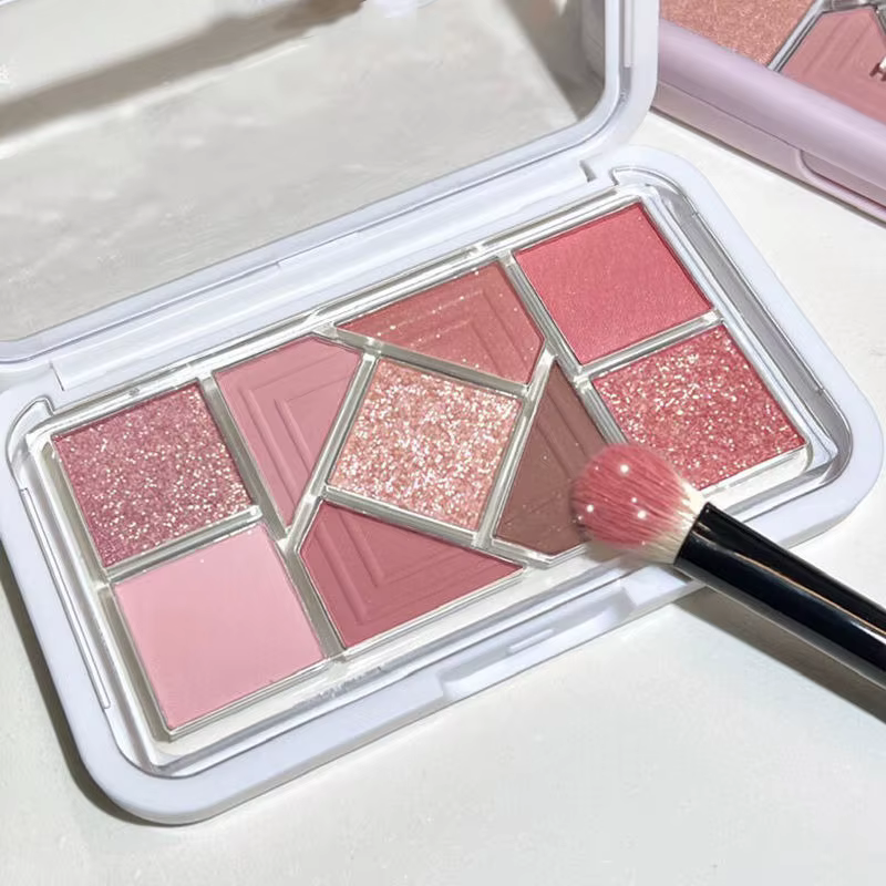 Nouveau 9 couleurs rose violet fard à paupières Palette haute brillance paillettes perle et mat pressé poudre