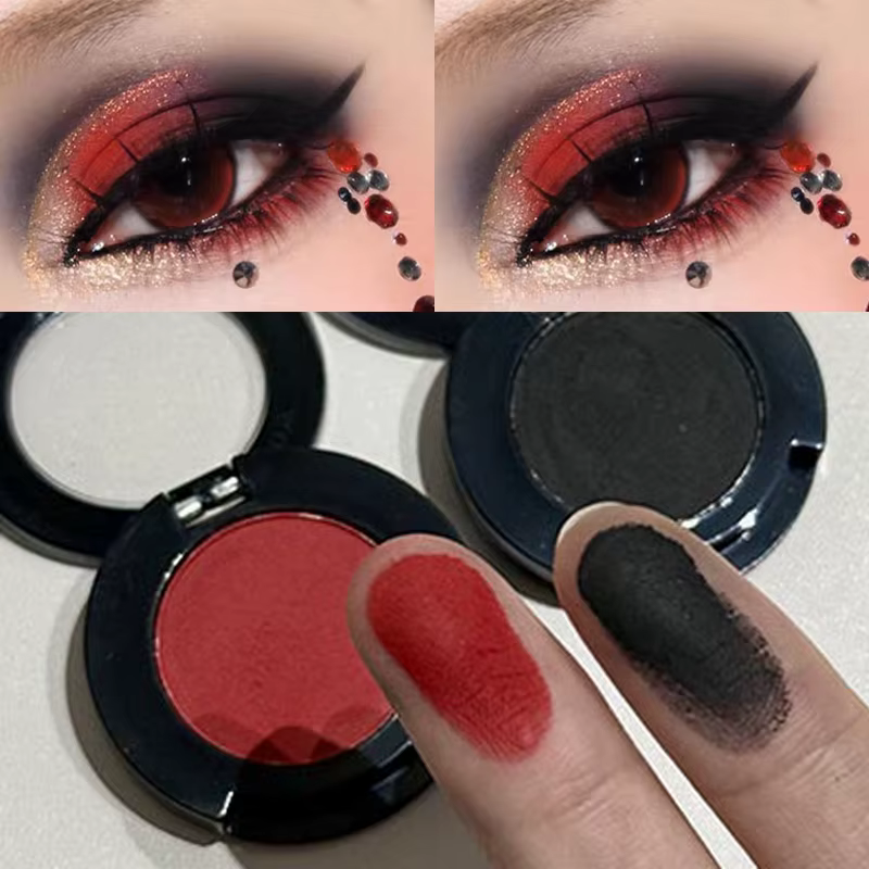 Palette de fards à paupières bleu noir rouge