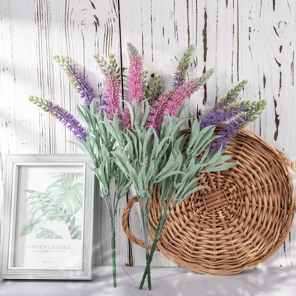 Fleurs de sauge artificielles, 5 fourchettes, fausses fleurs, décoration de plantes vertes de mariage, décoration artisanale