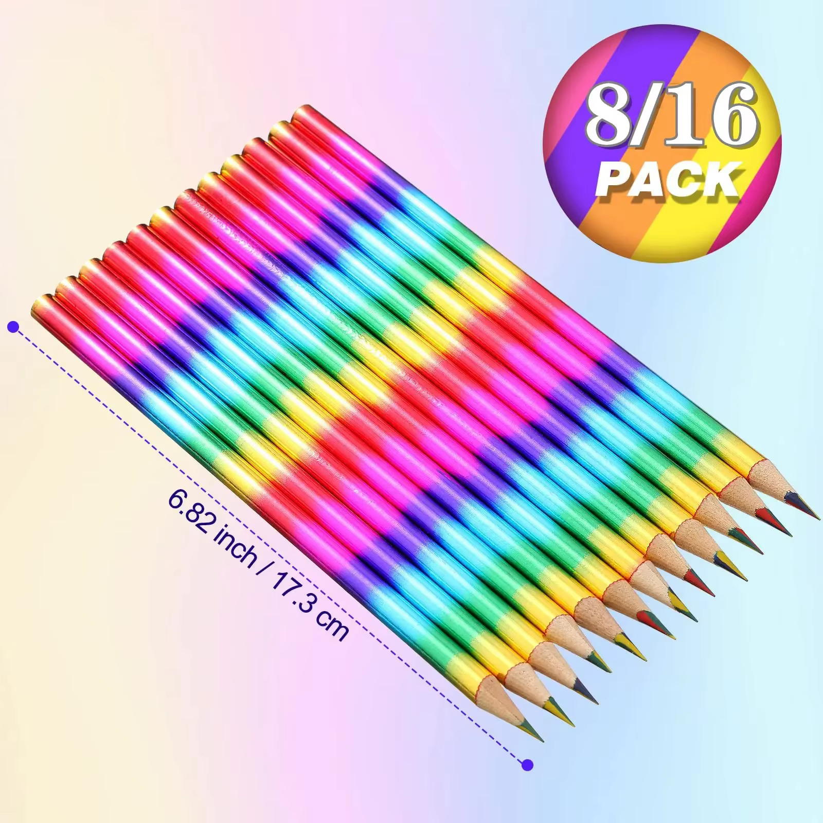 8/16 pièces arc-en-ciel 4 crayons de couleur en 1 crayons arc-en-ciel crayons de couleur en bois crayon multicolore pour enfants fournitures scolaires de bureau