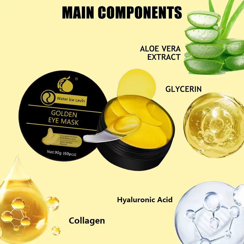 Masque pour les yeux dorés contient du collagène et de l'aloe vera - Patch hydratant hypoallergénique adapté à tous les