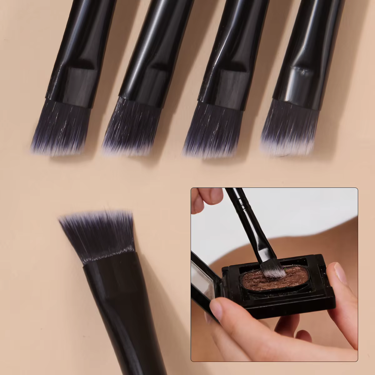 Lot de 12 pinceaux à sourcils souples angulaires