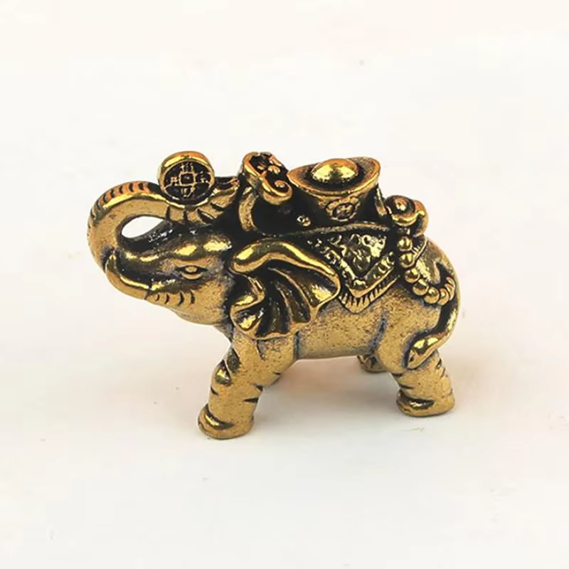 Figurines d'éléphant en laiton, figurines d'éléphant porte-bonheur, décoration de salon, figurines d'éléphant miniatures, accessoires miniatures