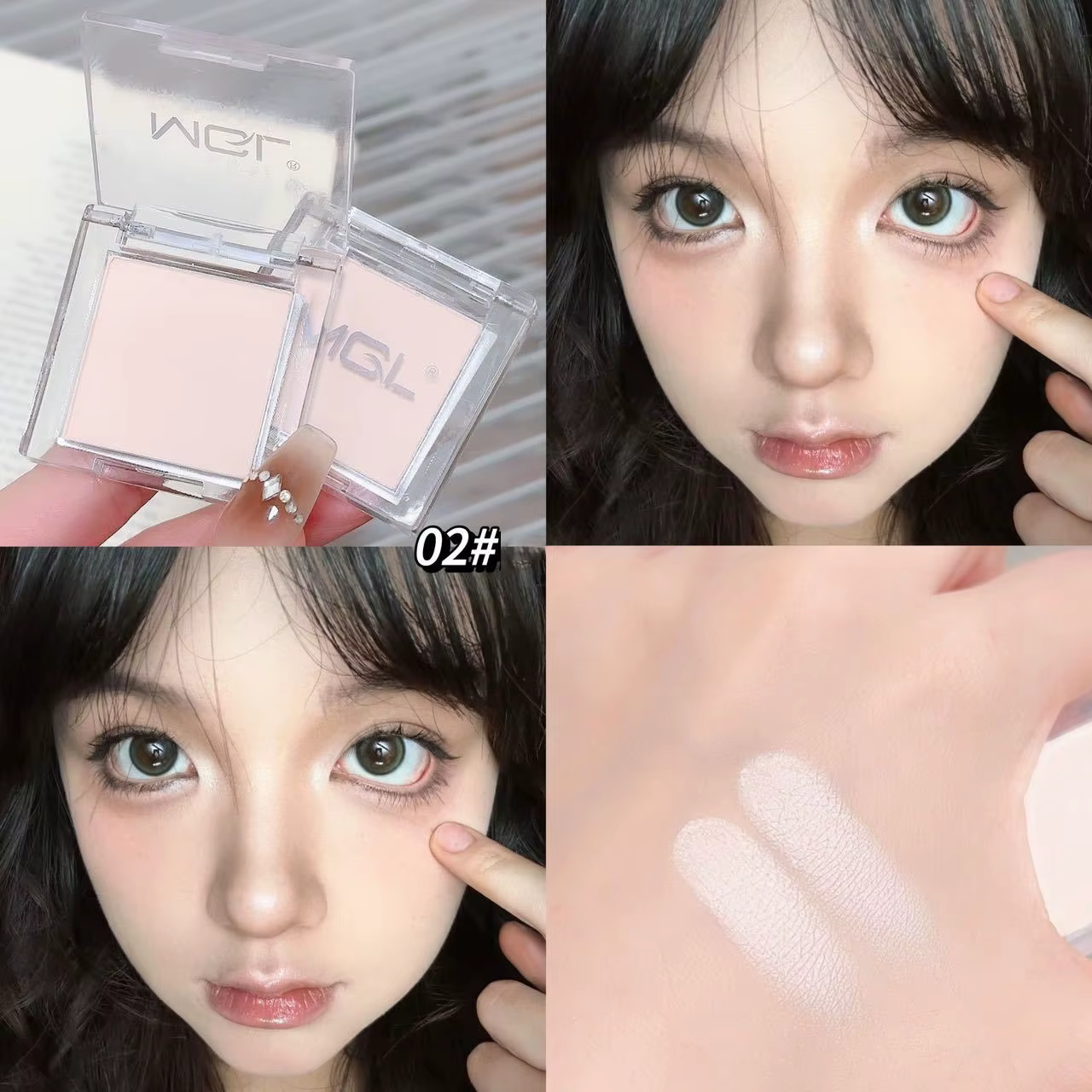 Palette de fards à paupières surligneurs blanc nu chaud
