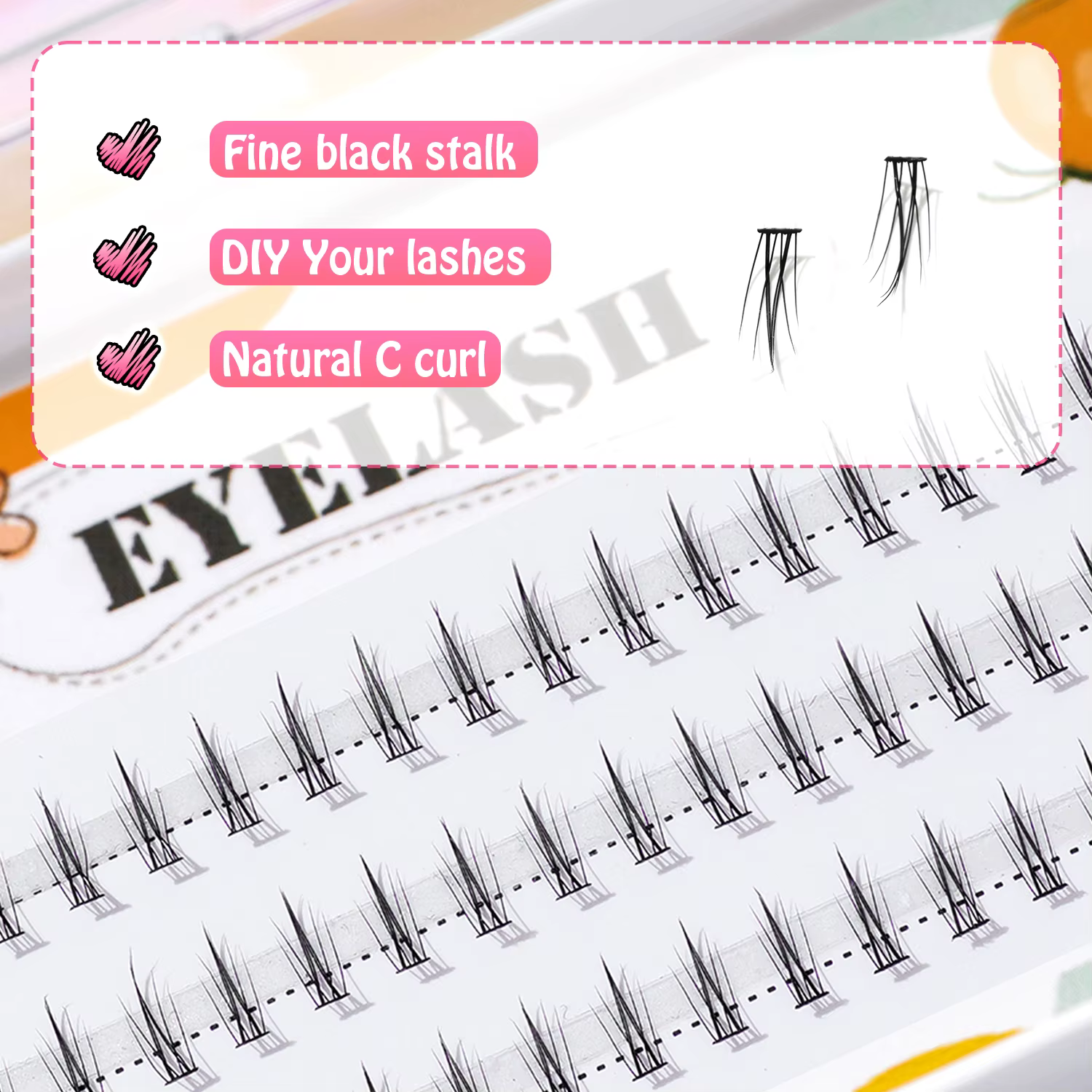 3 rangées de 60 bouquets de cils inférieurs naturels