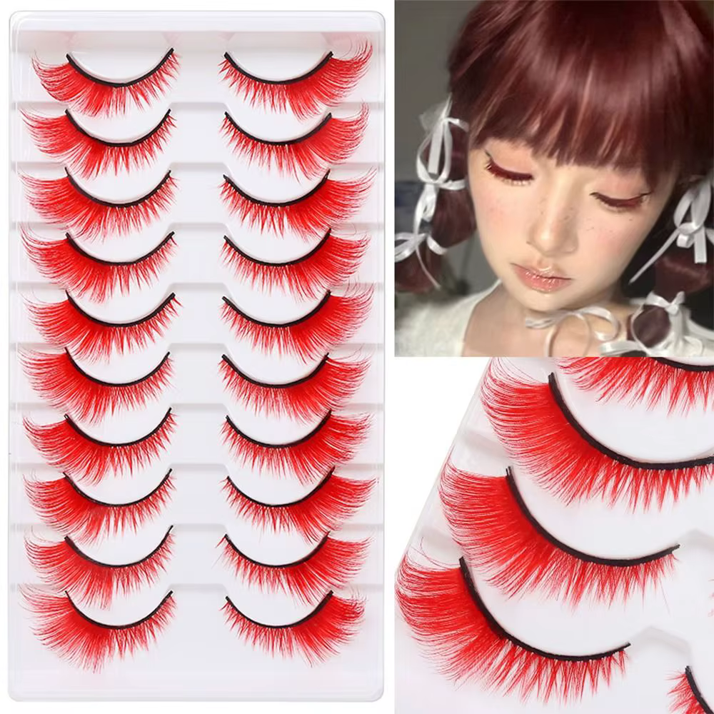 10 paires de cils colorés d'aspect dramatique