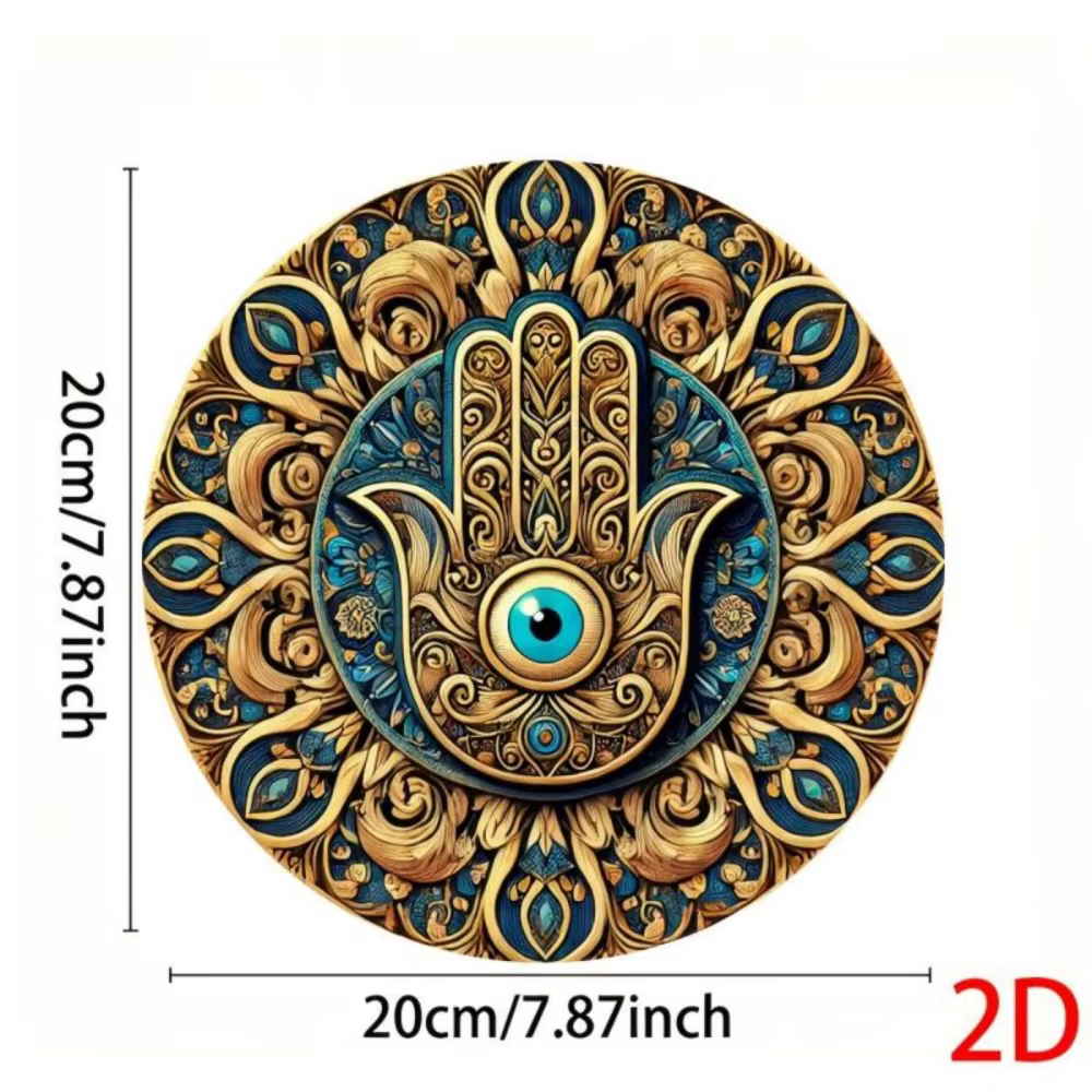 Art mural Vintage Hamsa Hand & Evil Eye, décor hindou Mandala bleu or vert, cadeau Unique de décoration de salle de Yoga pour maison et bureau