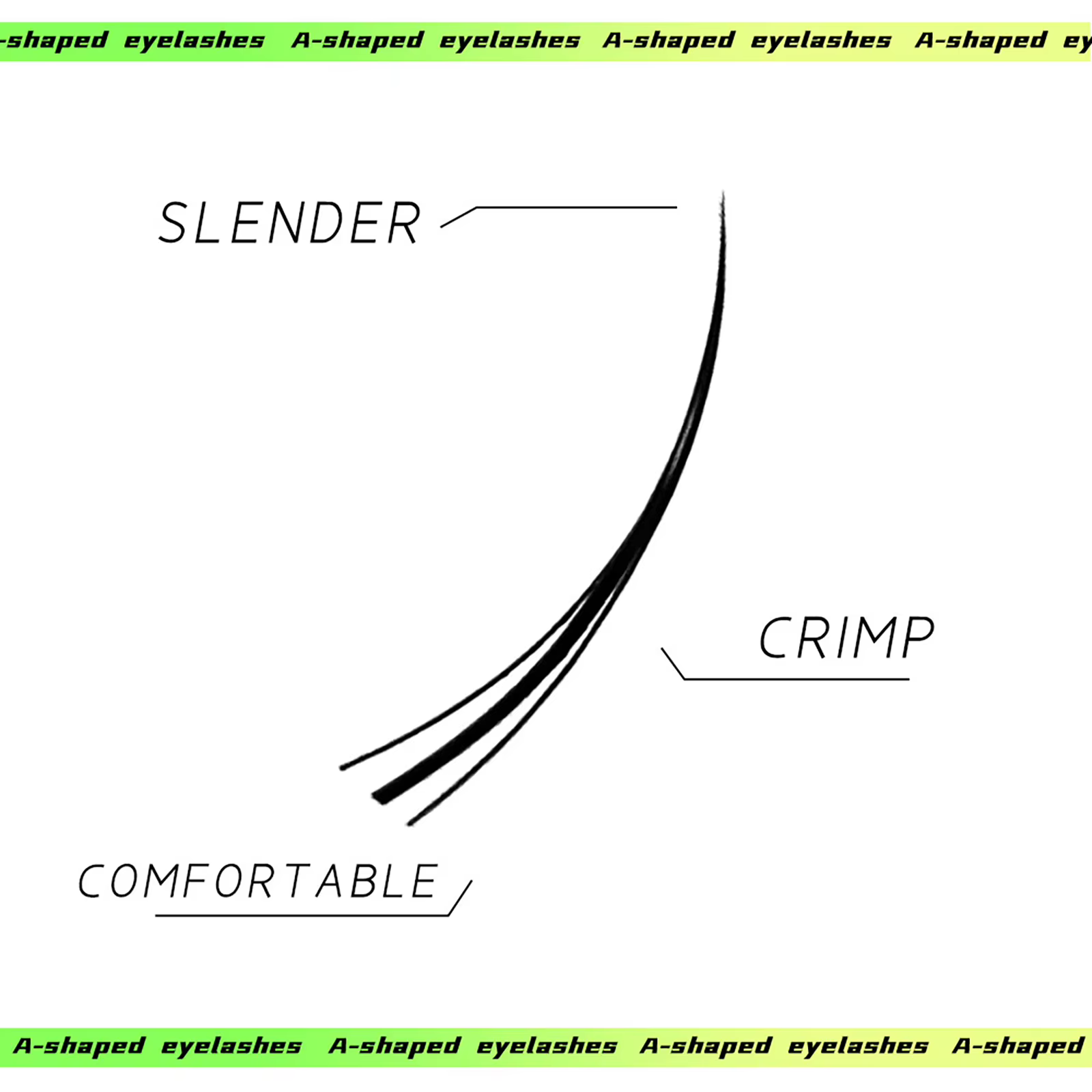 Cils greffés en forme de M de type