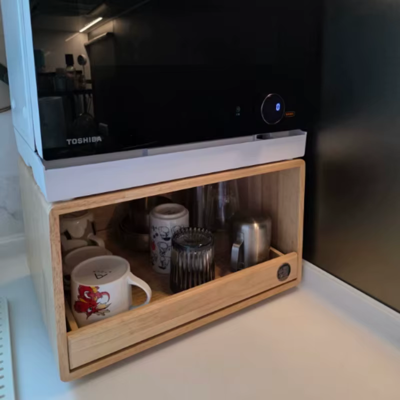 Meuble de rangement moderne en bois massif pour machine à café, support de comptoir, armoire de rangement pour tasses, meuble de cuisine, table à manger, support pour four à micro-ondes