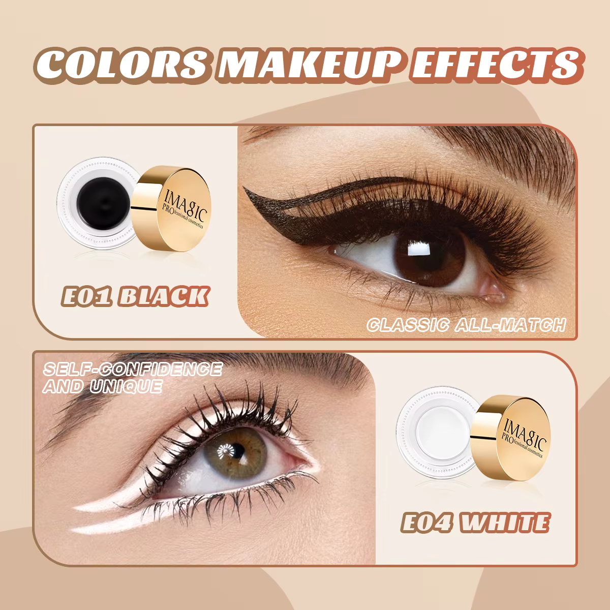 IMAGIC – crème Eyeliner noire professionnelle 3 couleurs