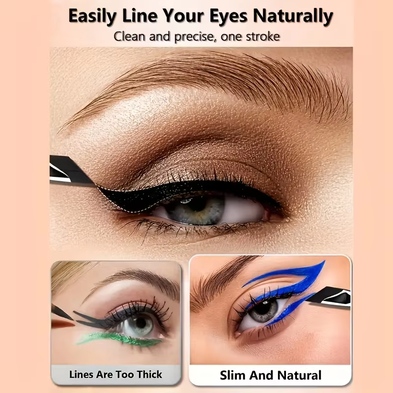 Ensemble de 5 pinceaux pour eye-liner, avec lame fine inclinée, adaptés à une application précise - Convient à tous les types de peau.