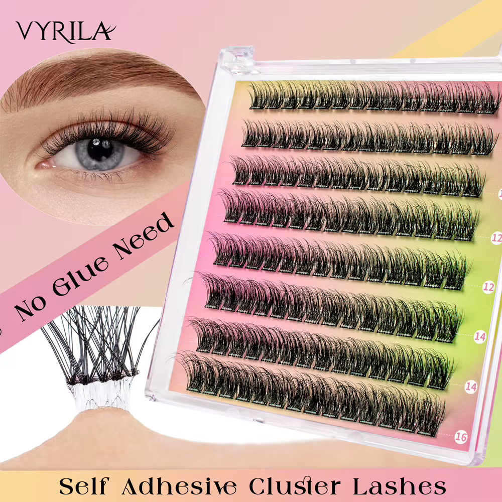 VYRILA pas de colle nécessaire grappes auto-adhésives bricolage Extension de cils individuelle pré-collé naturel doux