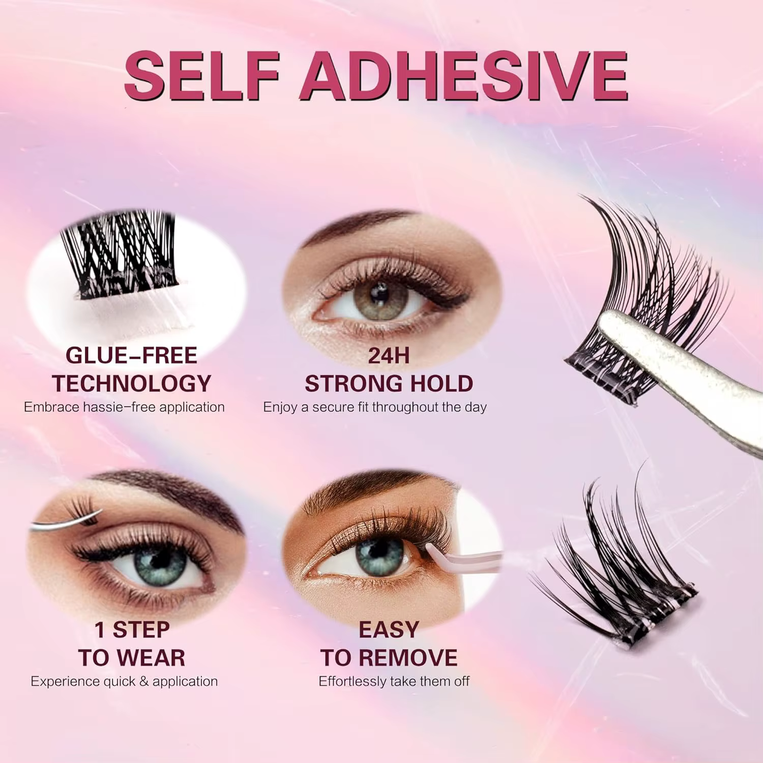 Faux cils auto-adhésifs 80 pièces