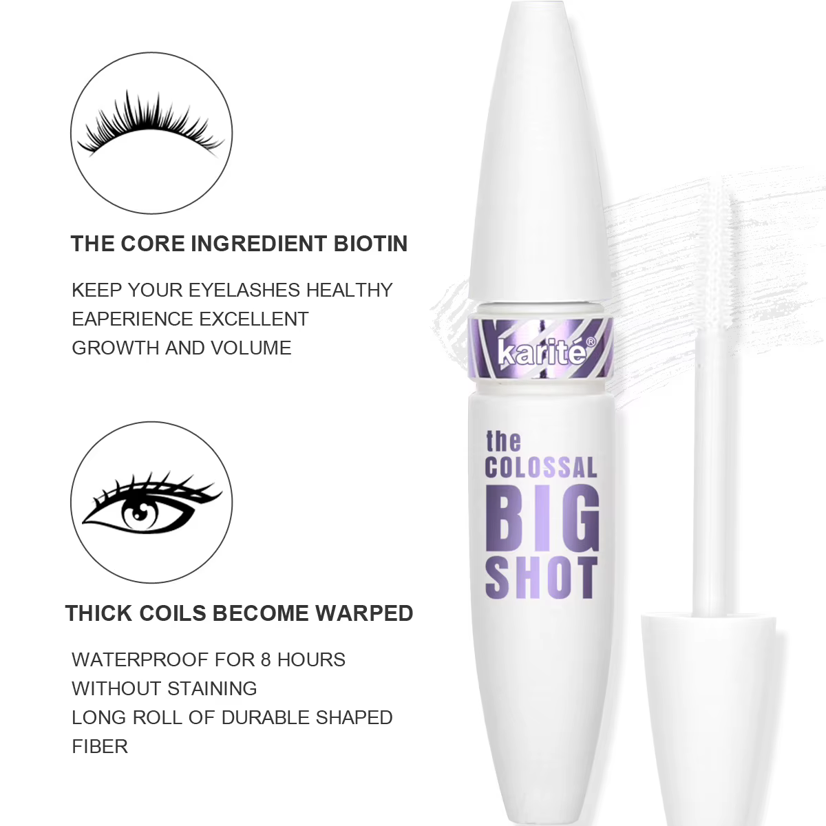 2 pièces de mascara blanc long et recourbant