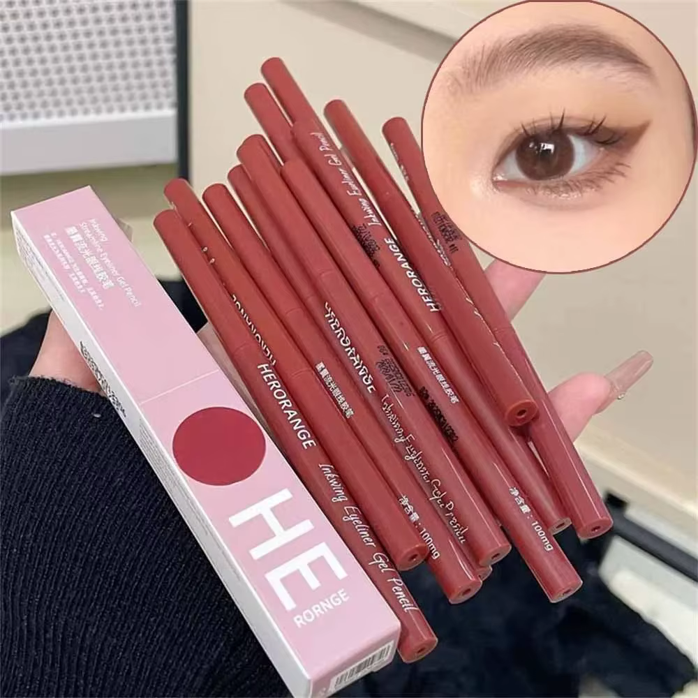 Crayon Eyeliner 12 Couleurs Rouge Vin Lisse Haute Pigmentation Mat Imperméable Aegyosal pour Effet Yeux de Soie Cosmétique