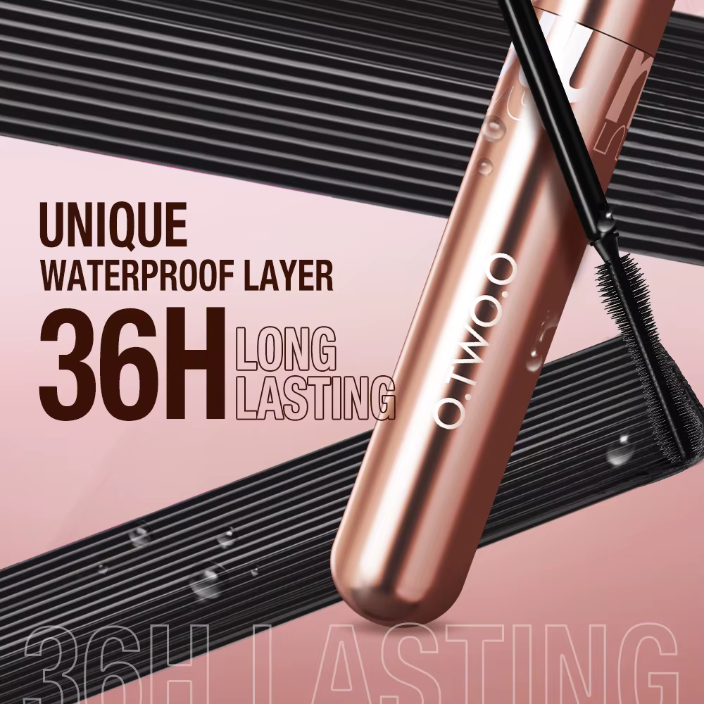 O.TWO.O Mascara imperméable à l'eau 4D soie fibres bouclage Volume cils épais allongement nourrir Extension