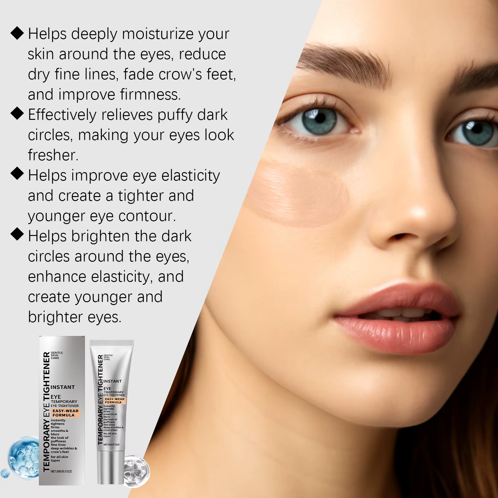 Crème hydratante anti-âge pour les yeux pour femmes et hommes, hydratation en profondeur pour réduire les ridules et les poches, crème de jour et de nuit pour peau sèche