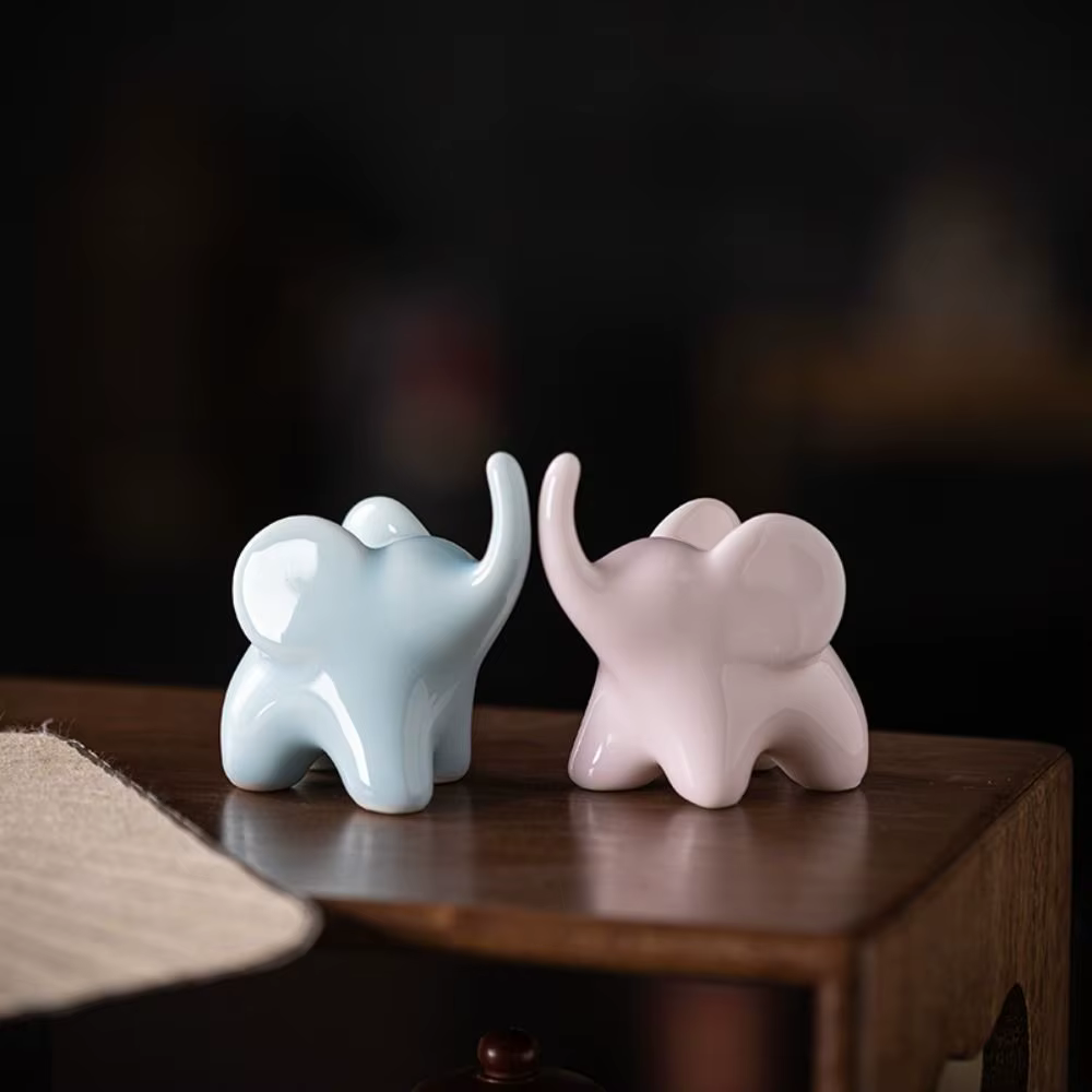 Modèle artisanal en céramique d'éléphant de Style de luxe, ornements d'art moderne, Figurines d'éléphant simulées, à collectionner, faites à la main