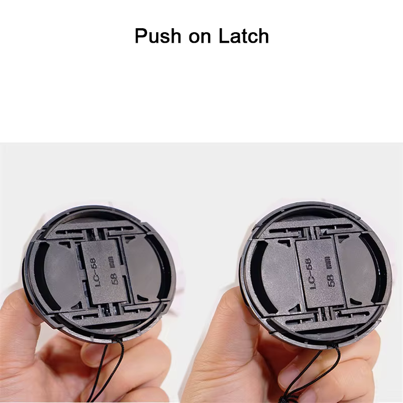 Capuchon d'objectif d'appareil photo de haute qualité 49mm 52mm 55mm 58mm 67mm 72mm à clipser pour objectif avant