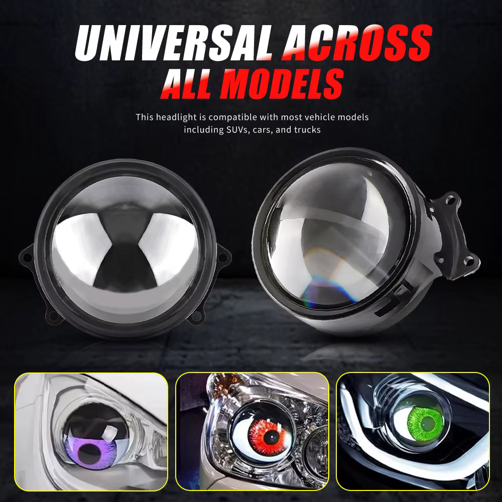 Yeux de démon dynamiques pour projecteurs de phares, lentilles de 3 pouces, yeux de démon pour feux antibrouillard, 33 motifs DRL pour accessoires de moto, SUV et voiture