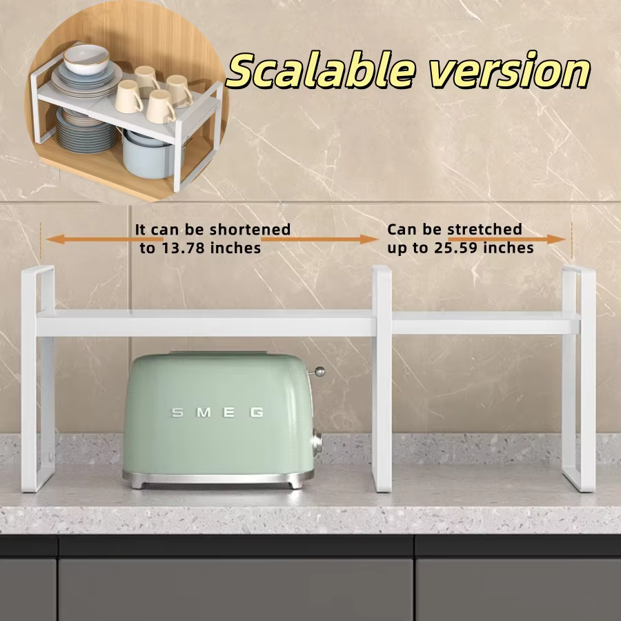 Étagère de rangement multi-niveaux pour armoire de cuisine, support de rangement pour épices, espace de rangement extensible pour la maison, en métal robuste blanc