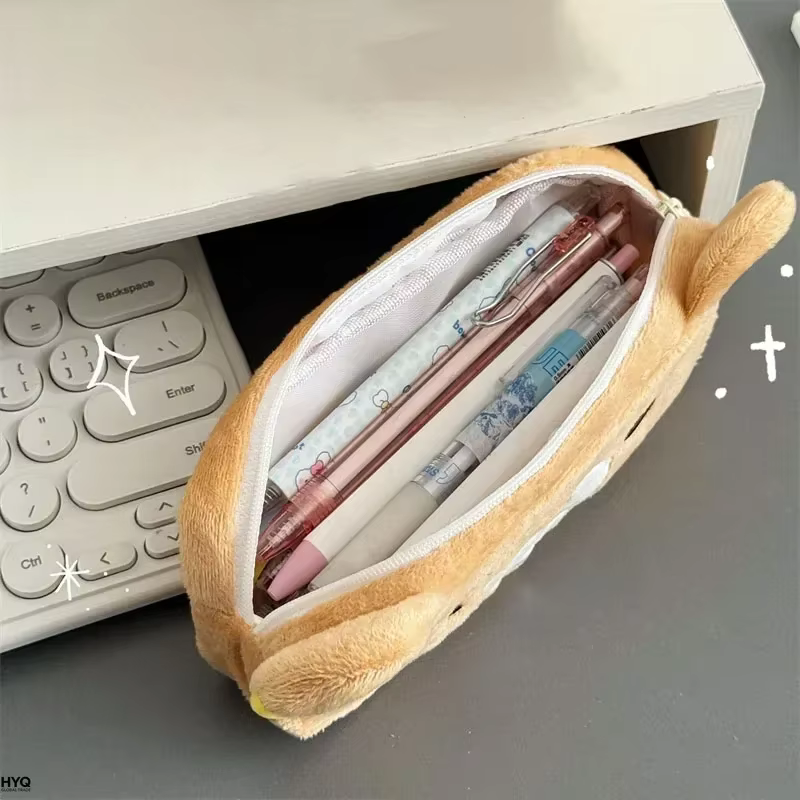Étuis à crayons Kawaii Rilakkuma pour enfants et filles, pochette à crayons mignonne en forme d'ours de dessin animé, sac à stylos, papeterie scolaire, cadeaux tendance