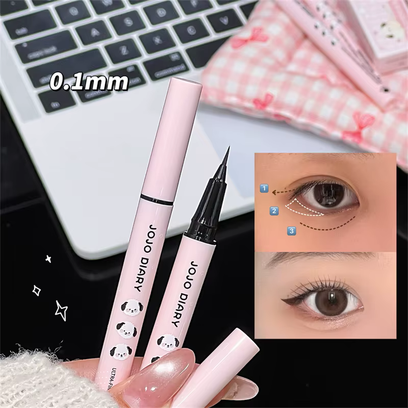 Stylo Eyeliner Liquide Ultra Fin 3 Couleurs Noir Imperméable Marron Effet Nacré Maquillage Yeux Grands et Lisses Séchage Rapide Cosmétique Femme