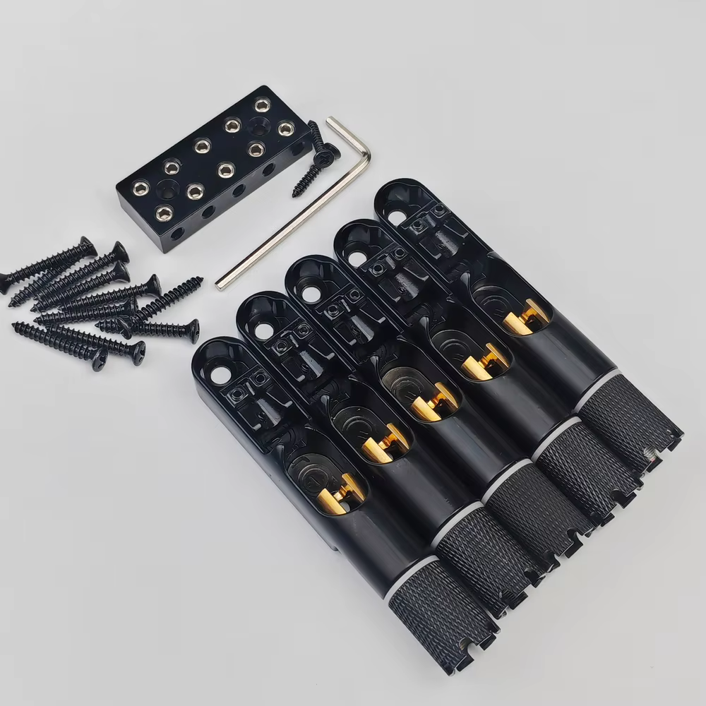 Guyker 4/5 Pcs Ponts à cordes fixes sans tête pour basse à une seule corde – pour basse électrique Noir