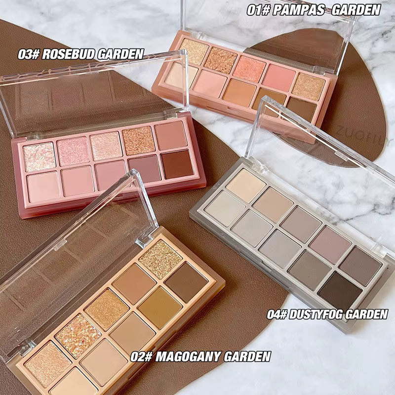 Palette de fards à paupières dix couleurs avec poudre nacrée mate