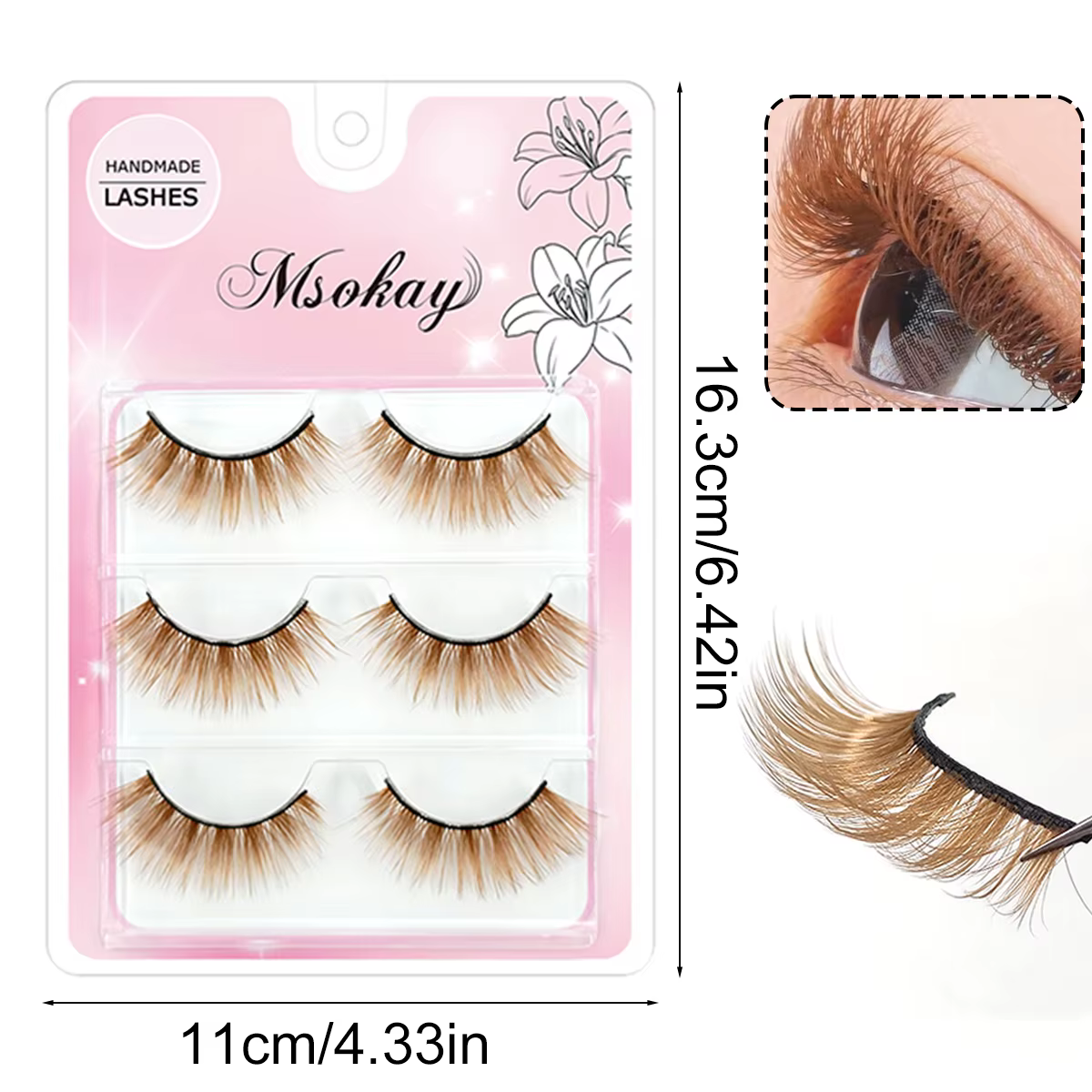 3 paires de faux cils arc-en-ciel