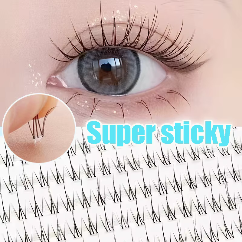 Pas besoin de colle faux cils moelleux auto-adhésif réutilisable bande transparente grappe segmentée bricolage Manga