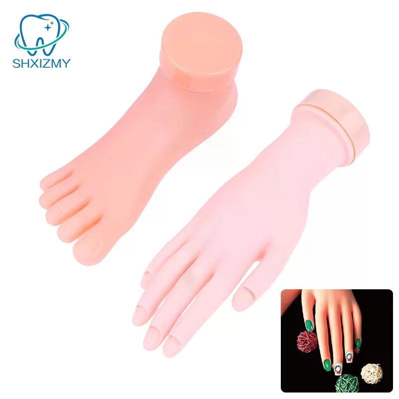 Main de pratique de formation en Nail Art, faux pied en Silicone pour affichage de formation en Nail Art, outil de manucure