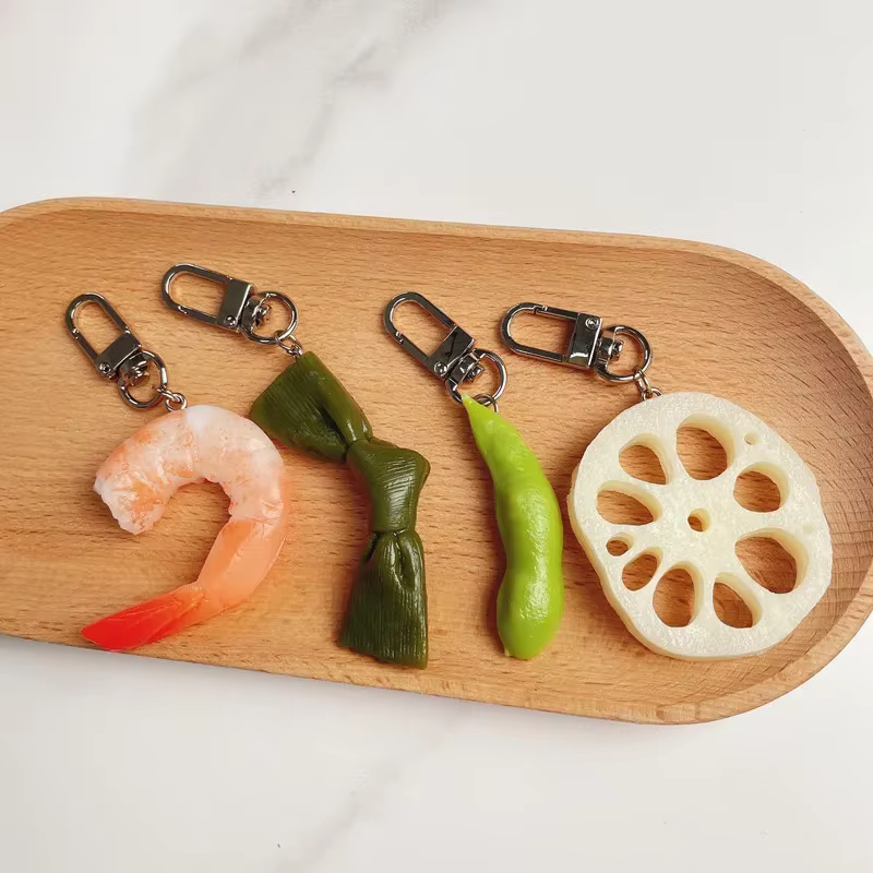 Porte-clés faux brocoli de porc braisé en PVC, Simulation créative, pendentif alimentaire, décoration unisexe pour enfants, cadeaux promotionnels à la mode