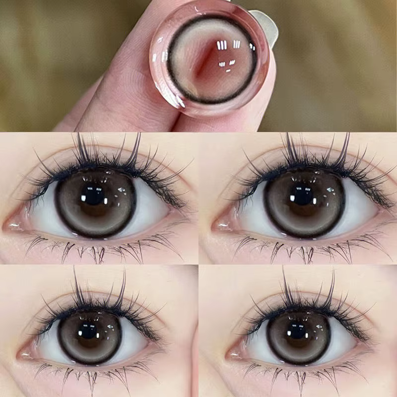 Lentilles de contact de couleur pour les yeux jaune naturel noir myopie