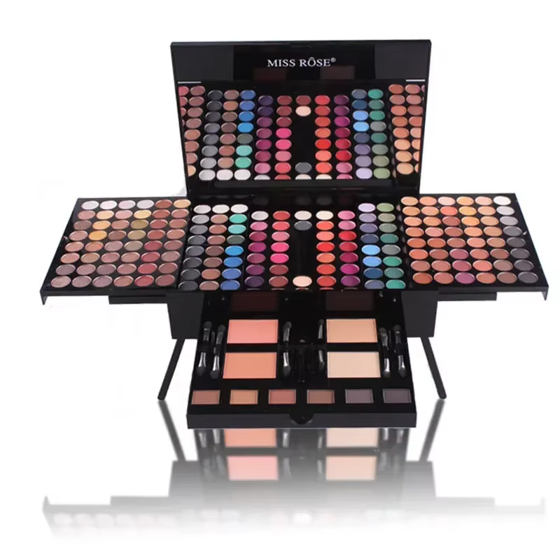 Miss Rose maquillage professionnel 194 couleurs mat miroitant Palette fond de teint cosmétique poudre Blush sourcil contour beauté Kit boîte