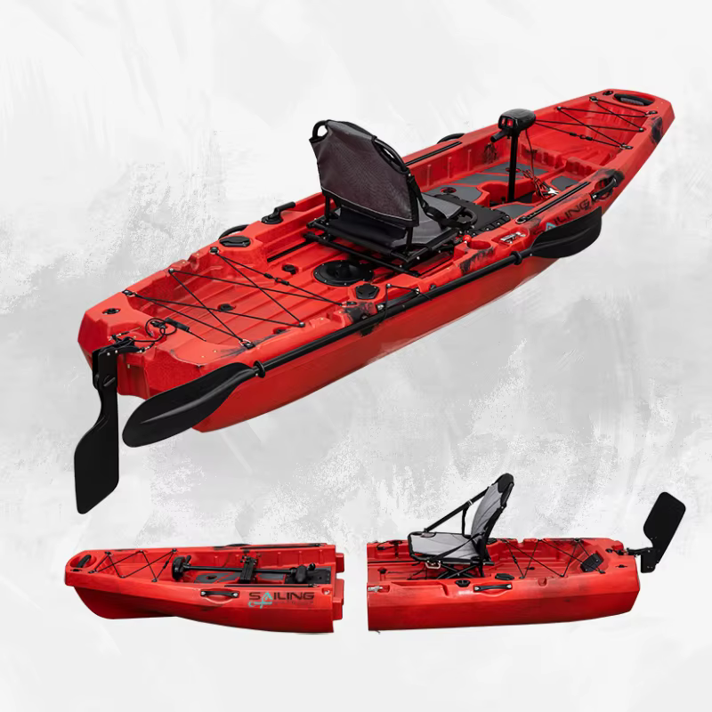 Kayak en PVC de haute qualité pour la pêche en plein air, monoplace, avec un grand espace de rangement et une base de canne intégrée pour le surf