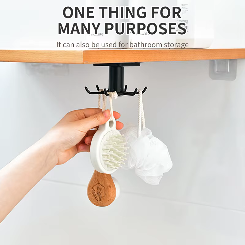 Crochets de cuisine Rotation Rack De Stockage Sans Poinçonnage Mural Ustensiles De Cuisine Fournitures Dieux Étagères Multifonctionnelles