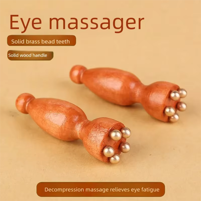 Outil de Massage des yeux masseur de visage bois laiton petit Lotus soins