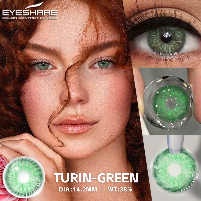 EYESHARE 1 paire d'élèves colorées pour les yeux Contacts oculaires bleus Lentilles de contact vertes de haute qualité