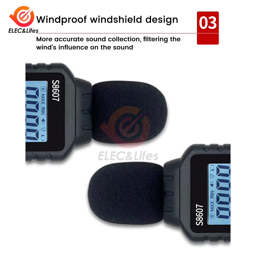 S8607 numérique 30 ~ 130db décibelomètre DB sonomètre mesure du niveau de bruit sonore décibelomètre 0.1db son professionnel