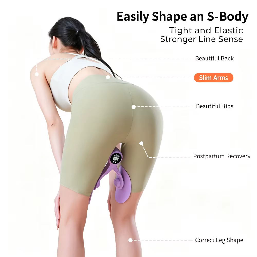 Entraîneur de hanches et de cuisses 360 ° Appareil d'exercice du plancher pelvien pour femmes avec affichage LED rotatif, machine d'entraînement des cuisses internes, post-partum