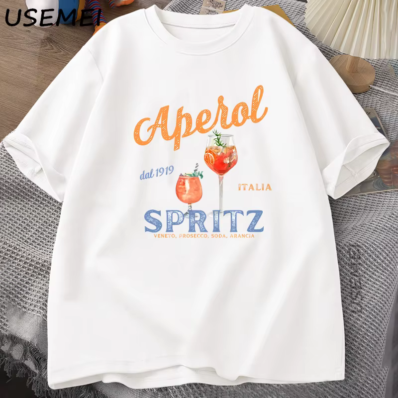 Aperol Spritz T-shirt Aperol Graphique Style Italien T-shirt Italie Été Graphique Tee Respirant Décontracté Confortable Haut Imprimé