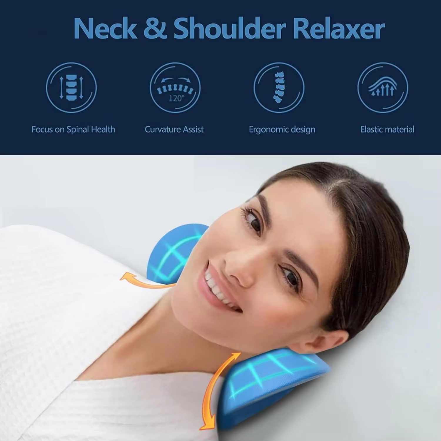 Oreiller chiropratique relaxant pour le cou, dispositif de traction cervicale, soulagement de la douleur TMJ, alignement de la colonne vertébrale, soutien des épaules pour un sommeil confortable